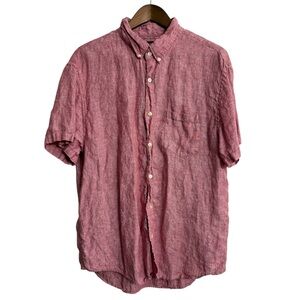 J. Crew shirt men's XL red relaxed beachy coastal short sleeve classic linen